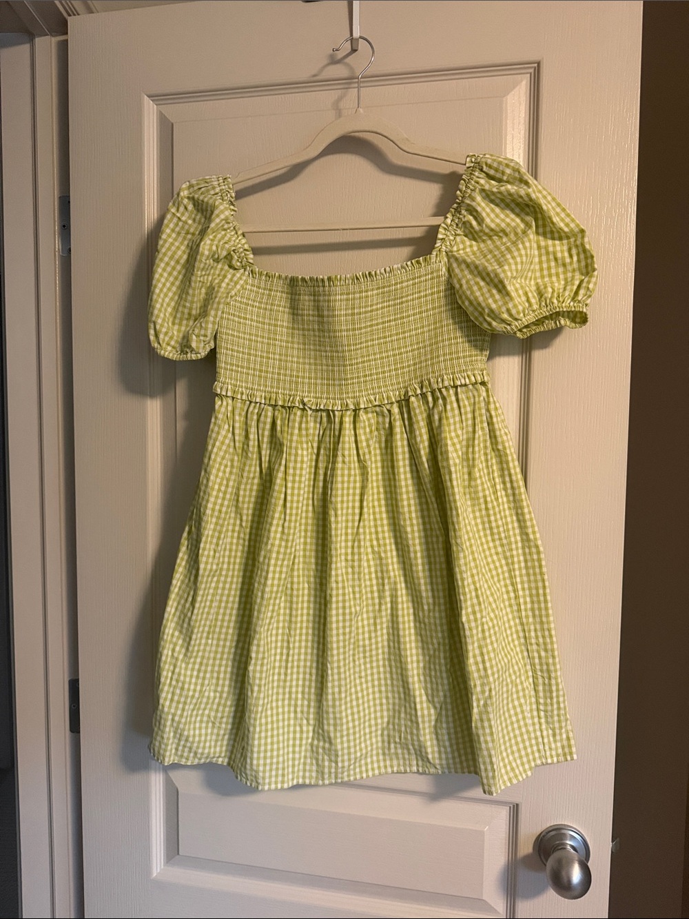 Sunday Best Gingham Puff Sleeve Mini Dress
